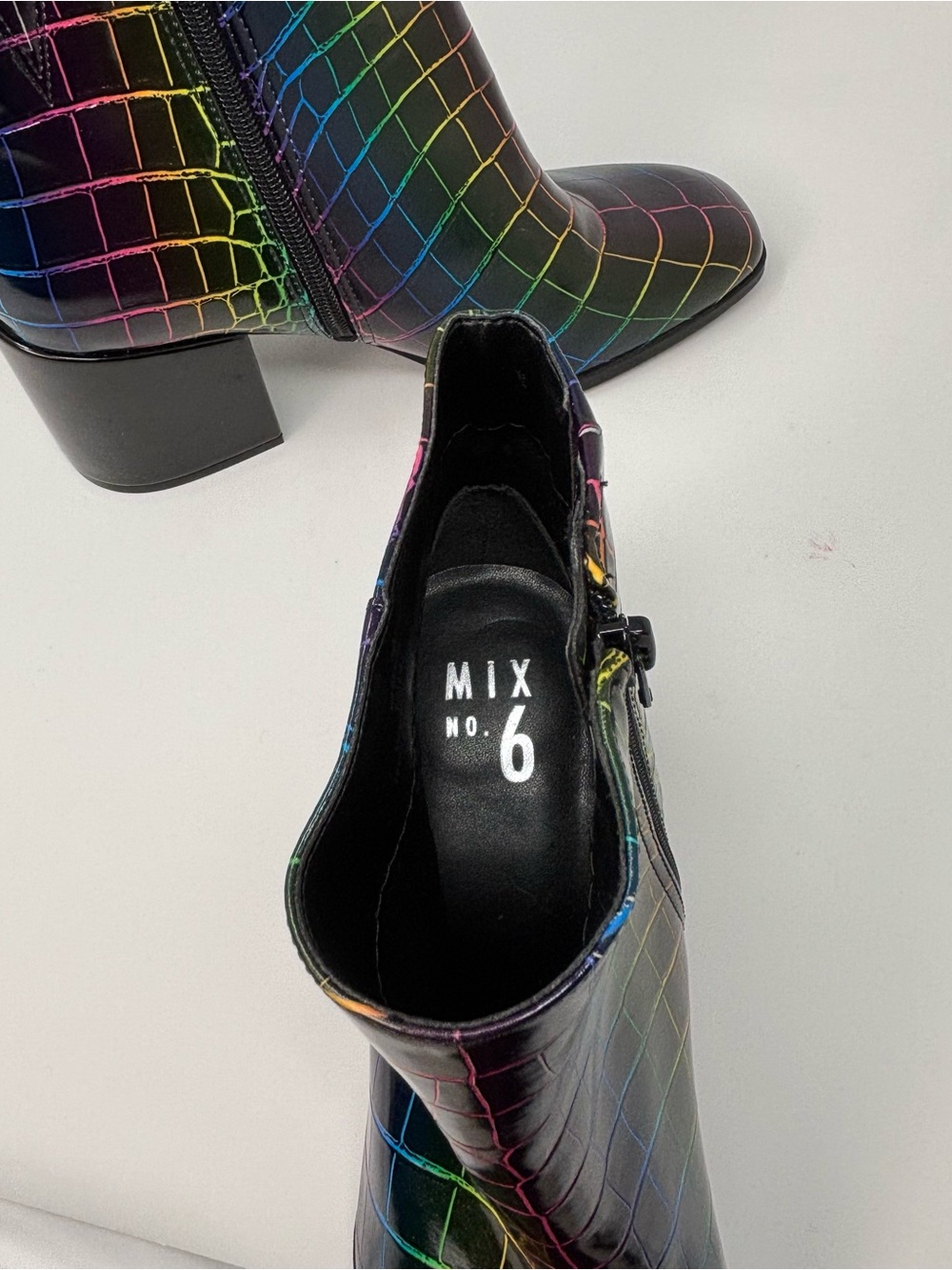 Mix No. 6 Benisa Rainbow Croc Embossed Ankle Boots Block Heel Size 10M - Picture 7 of 10